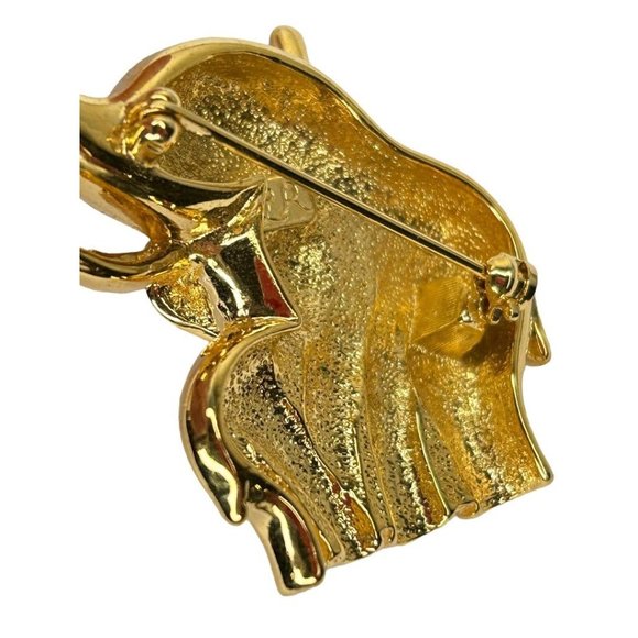 Vintage Goldtone Signed LR Lady Remington Mom Baby Elephant Figural Brooch Pin - Picture 4 of 6